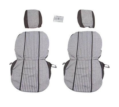 Set huse auto, 2 locuri, stofa, negru cu gri, DLZ10, Dealiz 