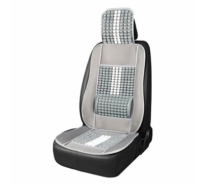 Perna scaun cu bile, 131x46cm, cu suport lombar si tetiera, gri cu alb, 03647 Amio