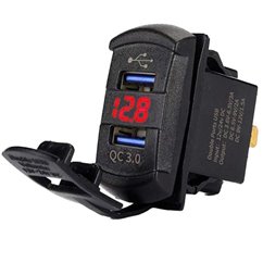 Priza cu 2 USB si voltmetru, 12-24V, Qc3.0, Led rosu DS2057