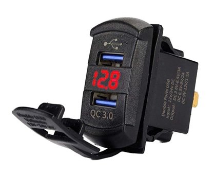 Priza cu 2 USB si voltmetru, 12-24V, Qc3.0, Led rosu DS2057