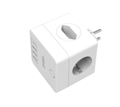 Prelungitor cu 4 prize, 3 USB-uri si USB-C PD20W, ELAD-2SH2EU-PROT/USBC4-WL