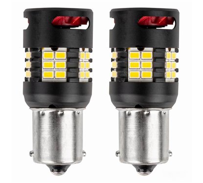 Set 2 becuri semnalizare, 24 LED-uri SMD3020, 12-24V, 1156 BA15S P21W, R10W, R5W, cu ventilator, Canbus, alb, Pro Series 03721 A