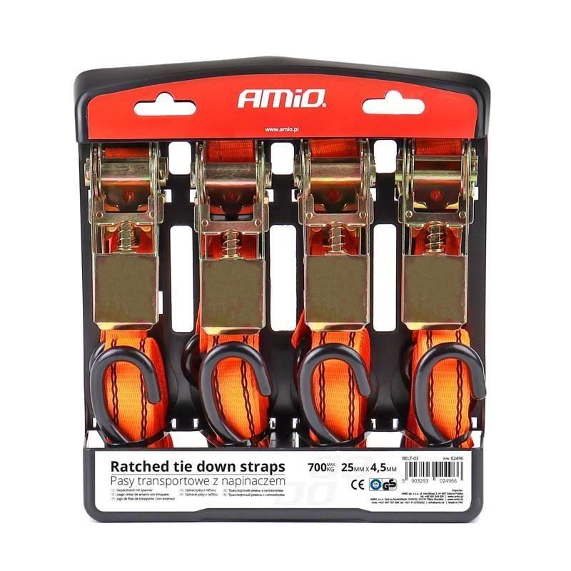 Set 4 bucati chinga fixare marfa 4.5m, 700kg, 02496 Amio Set 4 bucati chinga fixare marfa 4.5m, 700kg, 02496 Amio