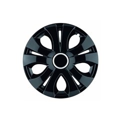 Set 4 capace roti 15inch, Top, negru cu inel cromat, Jestic