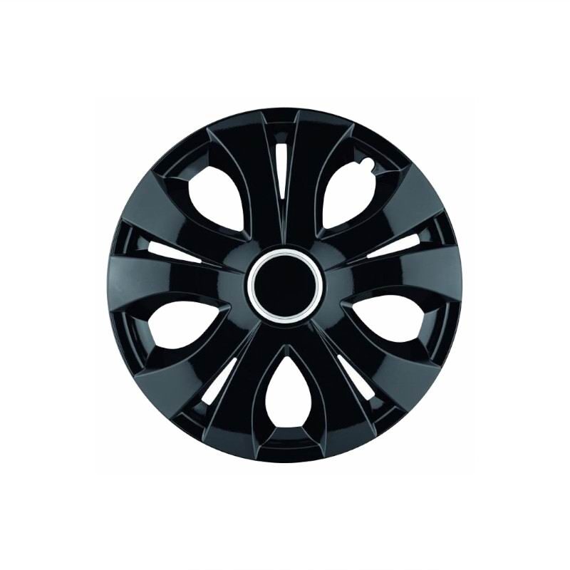 Set 4 capace roti 15inch, Top, negru cu inel cromat, Jestic Set 4 capace roti 15inch, Top, negru cu inel cromat, Jestic