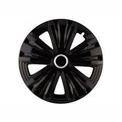 Set 4 capace roti 15inch, Glory, negru cu inel cromat, Jestic