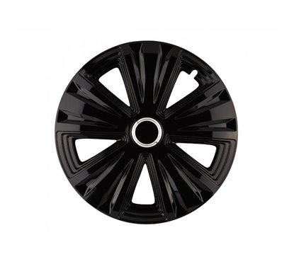 Set 4 capace roti 15inch, Glory, negru cu inel cromat, Jestic