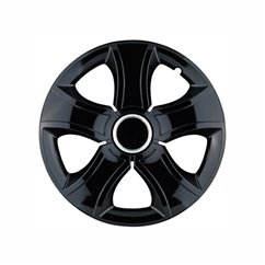 Set 4 capace roti 16inch, BIS, negru cu inel cromat, Jestic