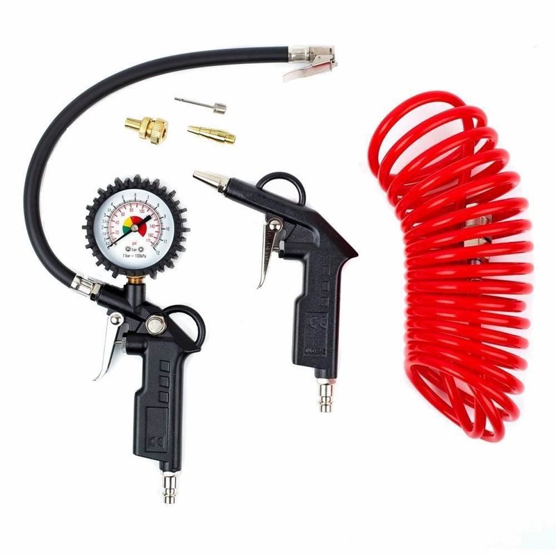 Set accesorii aer comprimat, pistol, manometru si furtun 02624 Amio