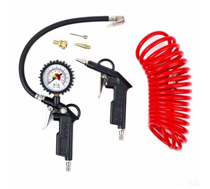 Set accesorii aer comprimat, pistol, manometru si furtun 02624 Amio