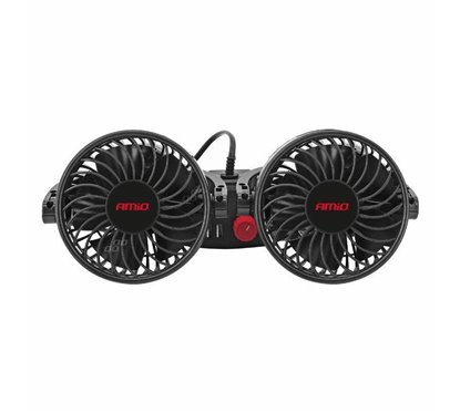 Ventilator dublu 12V, 2xfi10cm, 6.5W, prindere pe tetiera, cu 2 USB-uri, 2 viteze, PRO Series, 03009 Amio
