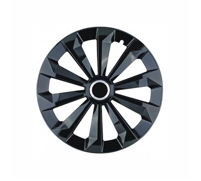 Set 4 capace roti 16inch, Fame, negru cu inel cromat, Jestic