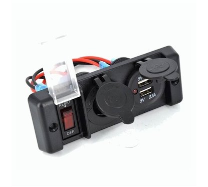 Panou 1 intrerupator cu mufa bricheta si 2x USB 13X5cm, 12v SP-030