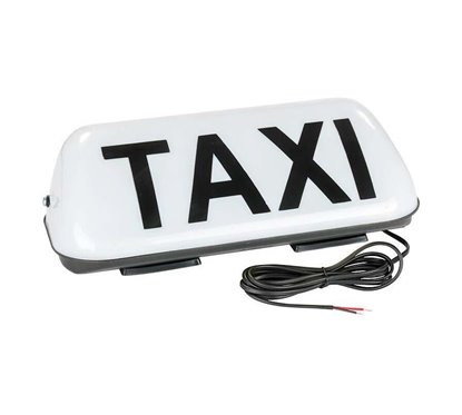 Caseta firma Taxi, LED, alba, cu magnet, fir 170cm, 86860 Carmotion