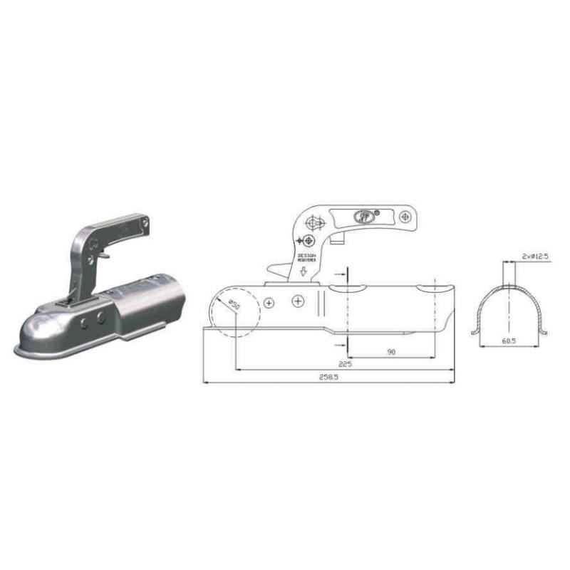 Cuplaj remorca 750kg rotund 60.5mm ZSK750D Steelpress SPP