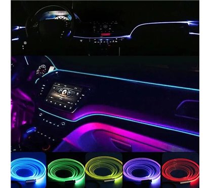 Fir neon LED RGB, 7m, cu 5 mufe pe fir, alimentare USB 5V, cu telecomanda, FIR-RGB1-7TL