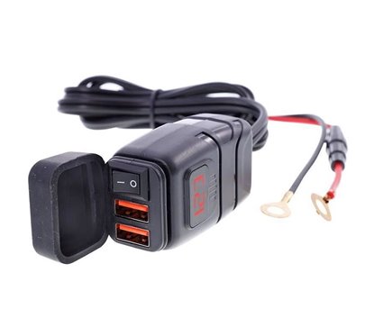 Priza cu 2 USB-uri, 3.4A, voltmetru, intrerupator, moto, ATV 63208 Carmotion