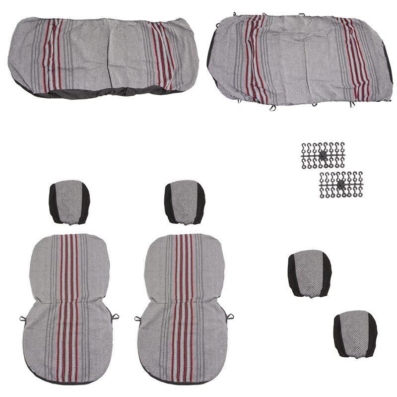 Set huse auto stofa, universale, negru, alb cu rosu DLZ54 Dealiz Set huse auto stofa, universale, negru, alb cu rosu DLZ54 Dealiz