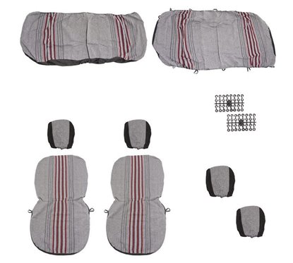 Set huse auto stofa, universale, negru, alb cu rosu  DLZ54 Dealiz 