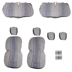 Set huse auto stofa, universale, negru, alb cu albastru, Dealiz
