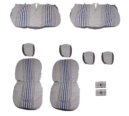 Set huse auto stofa, universale, negru, alb cu albastru, Dealiz