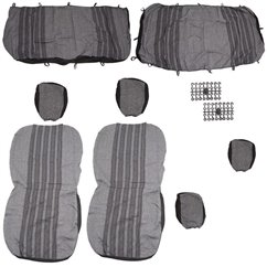Set huse auto stofa, universale, negru, alb cu gri, DLZ53 Dealiz 
