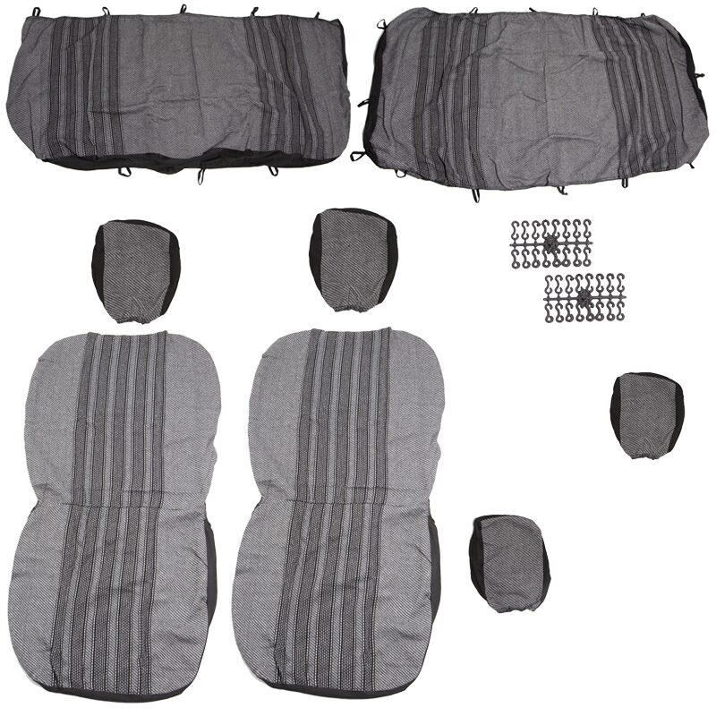 Set huse auto stofa, universale, negru, alb cu gri, DLZ53 Dealiz Set huse auto stofa, universale, negru, alb cu gri, DLZ53 Dealiz