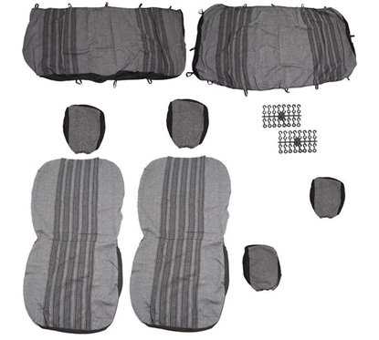 Set huse auto stofa, universale, negru, alb cu gri, DLZ53 Dealiz 