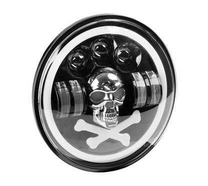 Far universal LED, fi17.8cm, 9-36V, 60W, 5500lm, cu faza lunga, scurta, pozitie alba DRL, semnalizare si modul intermitent RGB c