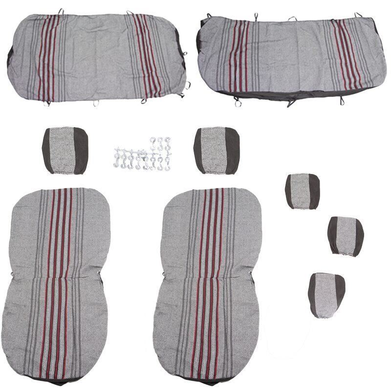 Set huse auto, stofa, Dacia Logan, 5 locuri, 2 cu 3, negru cu dungi rosii, Dealiz Set huse auto, stofa, Dacia Logan, 5 locuri, 2 cu 3, negru cu dungi rosii, Dealiz
