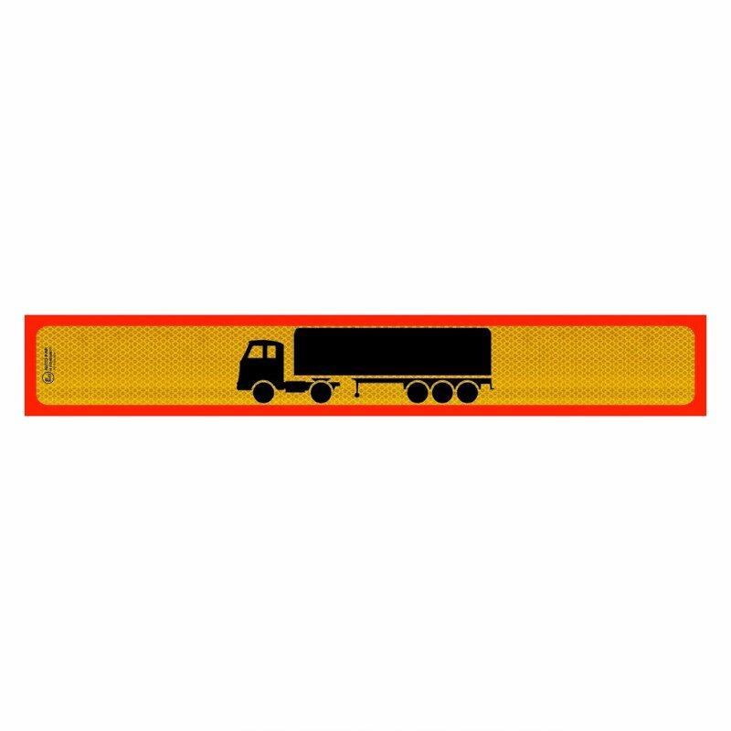 Placa reflectorizanta lunga in chenar, 125x20cm, camion cu semiremorca, P.3M.103A Stickers Par