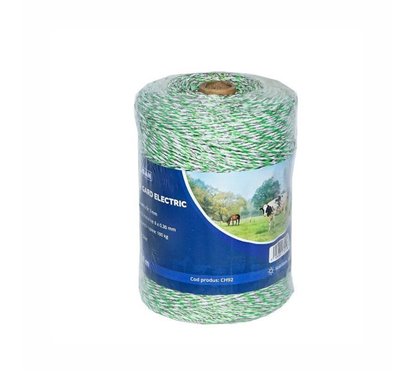 Rola fir verde cu alb, fi3, 6x0.3mm, 500m, gard electric, CH92