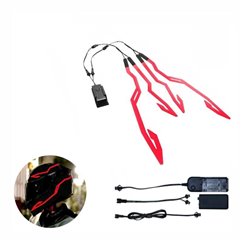 Kit lumini banda LED pentru casca moto, rosu, 3 moduri de iluminare, 4 bucati, JUQ02-R