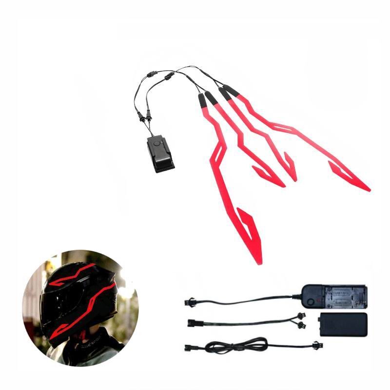 Kit lumini banda LED pentru casca moto, rosu, 3 moduri de iluminare, 4 bucati, JUQ02-R