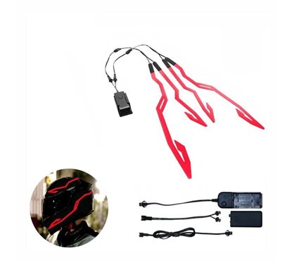 Kit lumini banda LED pentru casca moto, rosu, 3 moduri de iluminare, 4 bucati, JUQ02-R