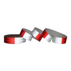 Banda reflectorizanta ALB cu ROSU, 5cmx50m, fagure E1 1999-c