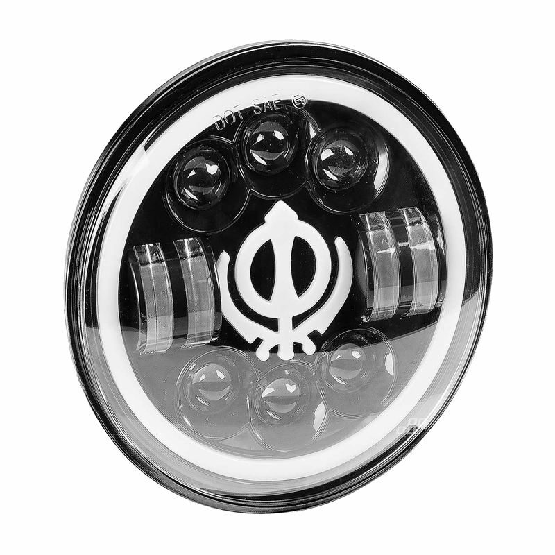 Far universal LED, fi17.8cm, 9-36V, 60W, 5500lm, cu faza lunga, scurta, pozitie alba DRL, semnalizare, pentru Jeep si moto, Ghos