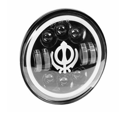 Far universal LED, fi17.8cm, 9-36V, 60W, 5500lm, cu faza lunga, scurta, pozitie alba DRL, semnalizare, pentru Jeep si moto, Ghos