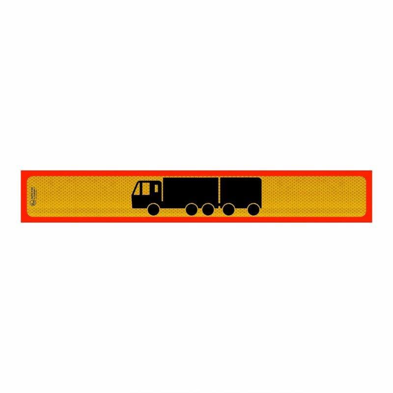 Placa reflectorizanta lunga in chenar, 125x20cm, camion 3 axe cu remorca 2 axe, P.3M.104A Stickers Par