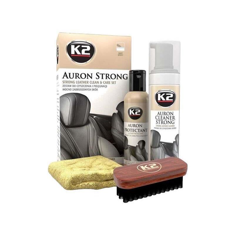 Set solutie, 350ml, laveta si perie pentru curatarea si intretinerea suprafetelor din piele foarte murdare si neglijate, Auron S