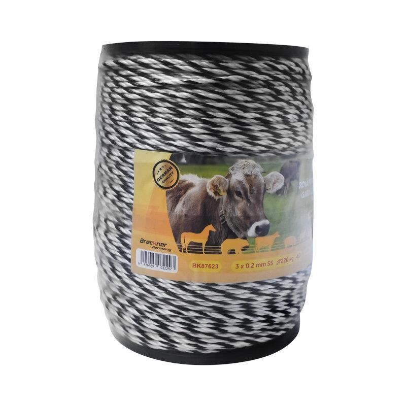 Rola fir alb cu negru, fi4, 3x0.2mm, gard electric BK87623