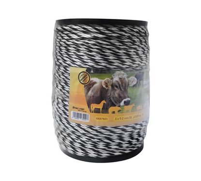 Rola fir alb cu negru, fi4, 3x0.2mm, gard electric BK87623