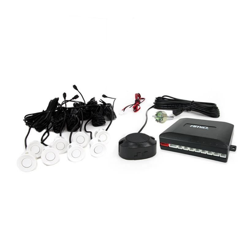 Set senzori parcare fata si spate, albi, fi22 cu avertizor sonor 01599 Amio Set senzori parcare fata si spate, albi, fi22 cu avertizor sonor 01599 Amio
