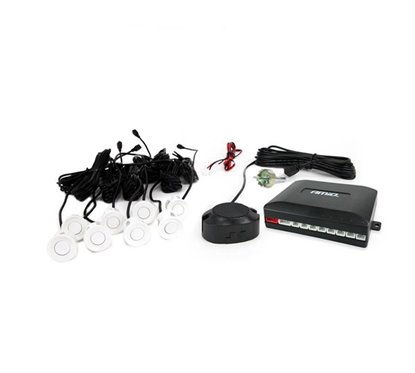Set senzori parcare fata si spate, albi, fi22 cu avertizor sonor 01599 Amio