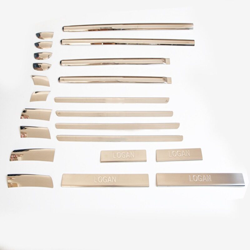 Set complet ornamente cromate usi, praguri, manere, Dacia Logan 2004-2013, Design Crom