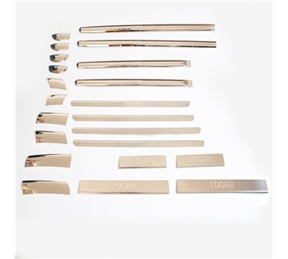 Set complet ornamente cromate usi, praguri, manere, Dacia Logan 2004-2013, Design Crom
