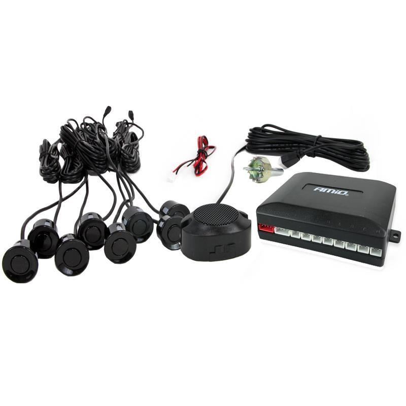 Set 8 senzori parcare 4 spate 4 fata, negri, fi22, cu alarma 01575 Amio