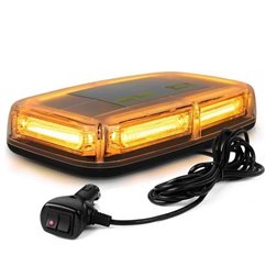 Girofar transversal 28cm, LED, cu magnet, galben, 48LED-T