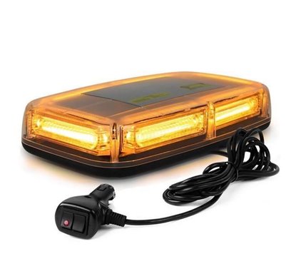 Girofar transversal 28cm, LED, cu magnet, galben, 48LED-T