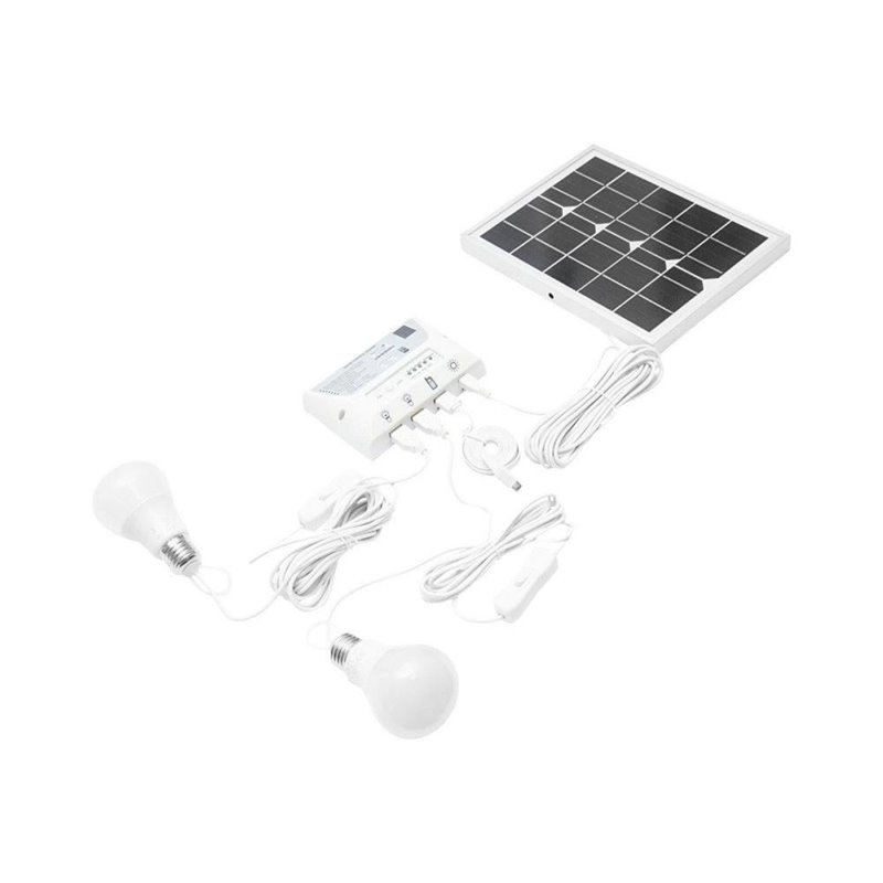 Panou solar 5.5W/5V, sistem cu baterie 3.7v/5000Ah, 2 becuri, 1 usb, BK69217